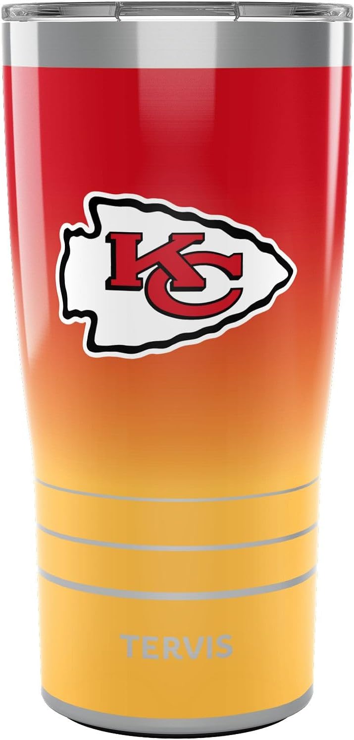 Tervis Traveler NFL Kansas City Chiefs - Ombre Triple Insulated Tumbler Travel Cup Keeps Drinks Cold & Hot, 20oz, Stainless Steel