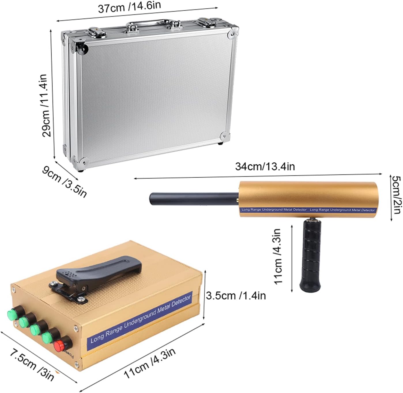 Metal Detector 1400 Meters, 12V 25M Inspection Depth Treasure Scanner Rechargeable Batteries Remote Search Location Detection Underground Metal Finder