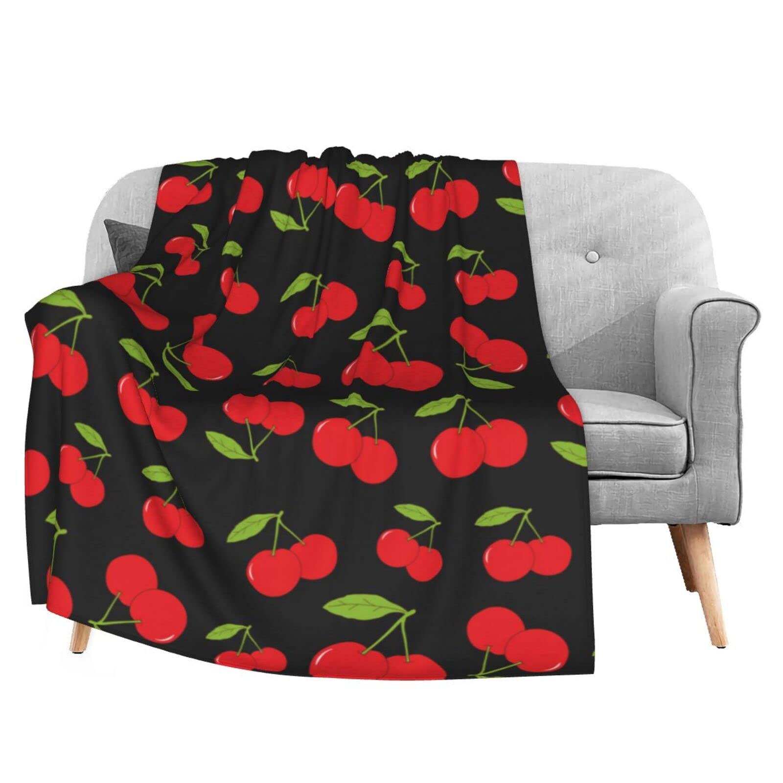 KiuLoam Red Cherry Pattern Soft Throw Blanket 40