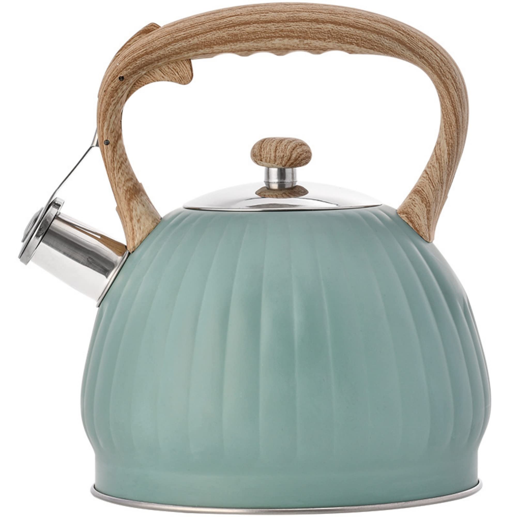 Whistling Kettle, 3.5L Stainless Steel Teakettle Teapot, Induction Stovetop Kettle, for Gas Stove or Induction Hob Fast Boiling Heat Water Tea Pot, Flat Bottom General Purpose Kettle Green