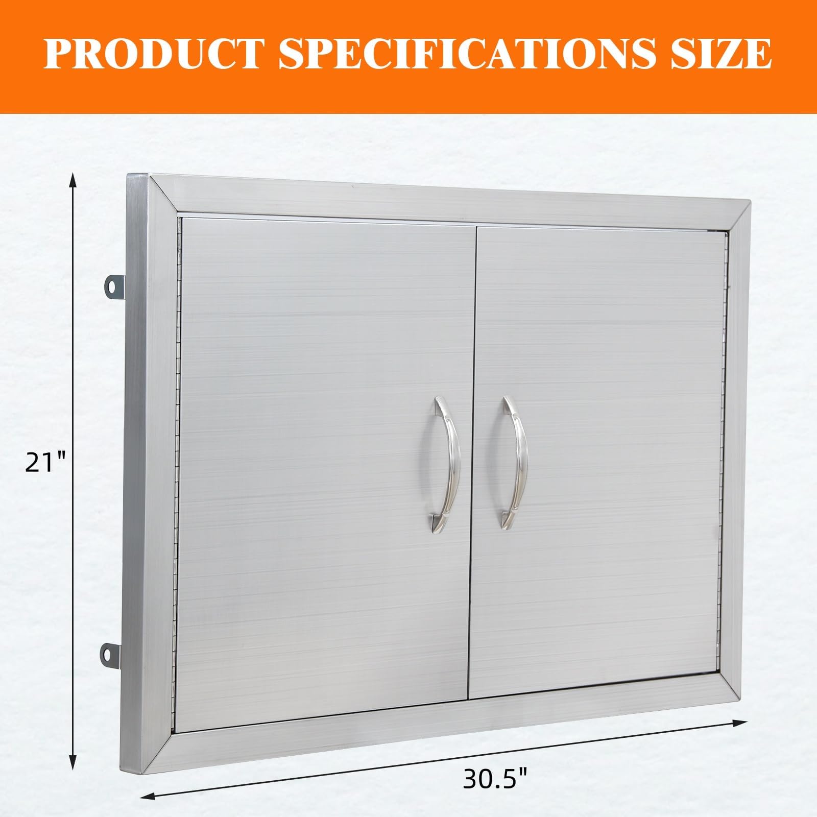 Garvee Puerta Doble para Cocina Exterior 77,5 × 53,3 cm, Acero Inoxidable, Puerta de Acceso BBQ Empotrable con Cierre Magnético, Resistente al Agua y a la Corrosión
