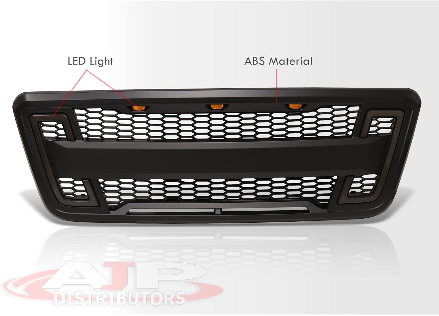 AJP Distributors Front Upper Hood Bumper Mesh Grill Grille w/Amber LED DRL Running Lights Turn Signal Lamps Compatible/Replacement For F-150 F150 Pickup Truck 2004 2005 2006 2007 2008 04 05 06 07 08