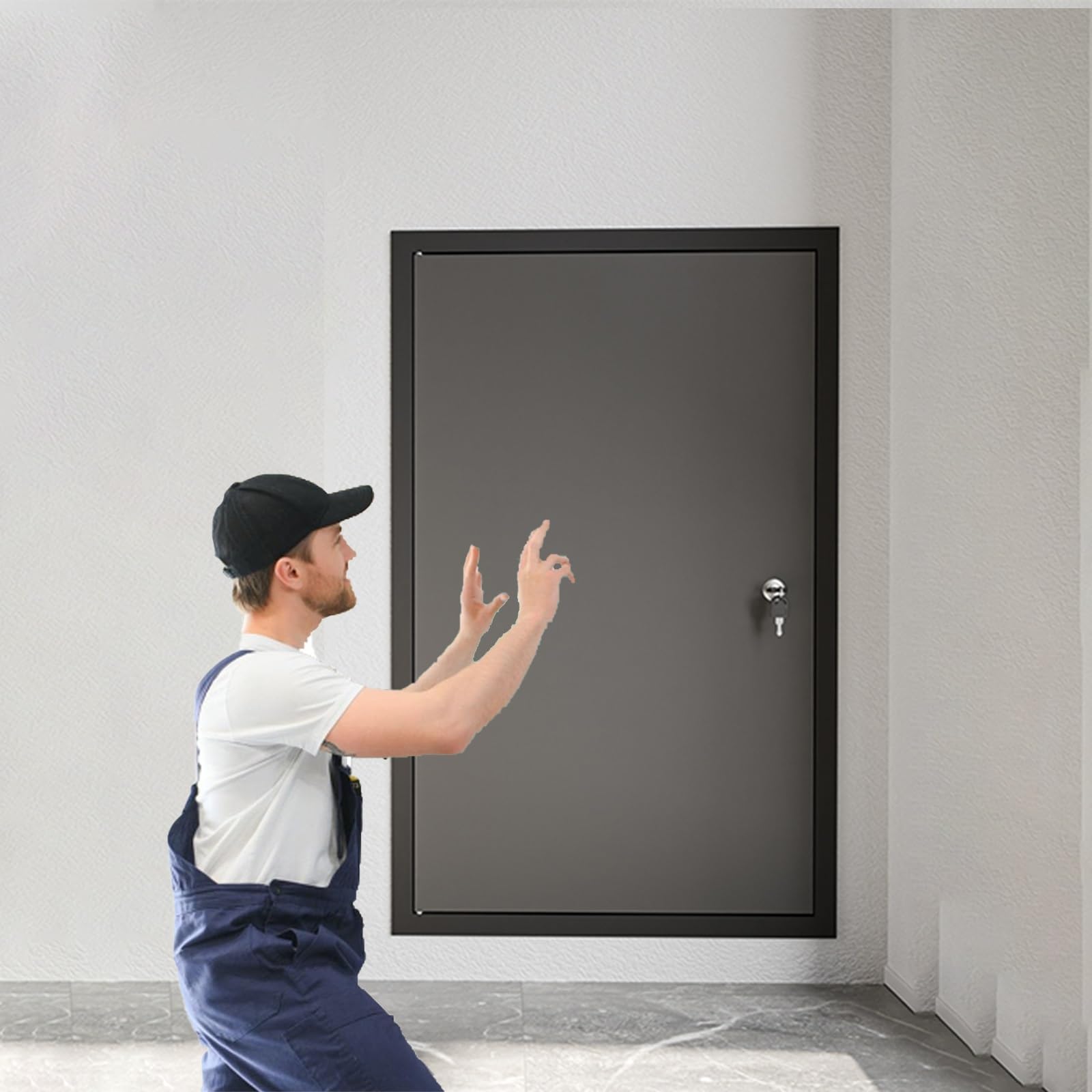 Trampilla Pladur Panel De Acceso Para Puerta De Inspección, Color Blanco Y Negro, 100 Cm, 150 Cm, 160 Cm, 500 Mm, 700 Mm, Con Cerradura, Para Fontanería, Electricidad Y Calefacción.(Black,50x70cm)