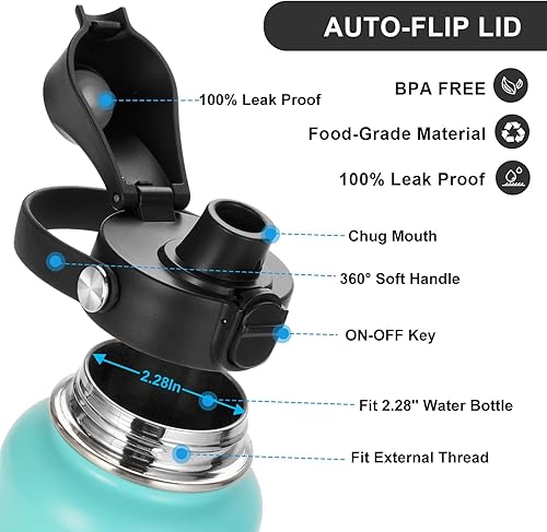 Miniatura 10 de BIJISI Tapa de boquilla automática para botellas de agua deportivas de boca ancha HydroFlask, tapa de repuesto para Hydro Flask de boca ancha de 12,