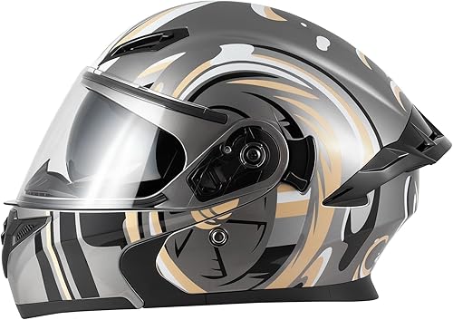 Miniatura 2 de Spark Cascos de motocicleta abatibles para adultos, casco de cara completa certificado por DOT con doble visera y hebilla de liberación rápida, ABS