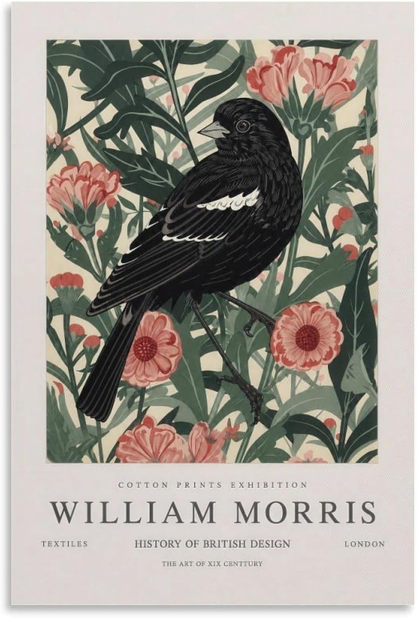 ZZYGGN GMGSW William Morris Poster Lark Bunting Wall Art Vintage Canvas Prints William Morris Botanical Painting for Farmhouse Decor Picture 40x60cm Frameless