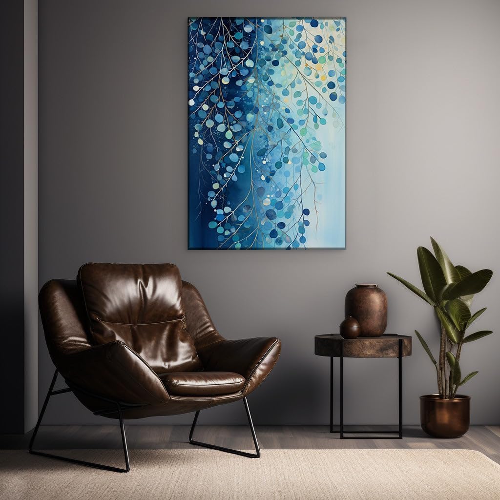 Canvas for Living room. Whispers of Gold Amongst the Azure Dreamcape, 27 x 18 inch Canvas Wall Art - Contemporary Masterpieces - Inspirational Office Decor - 69x46 cm (27x18 inch)