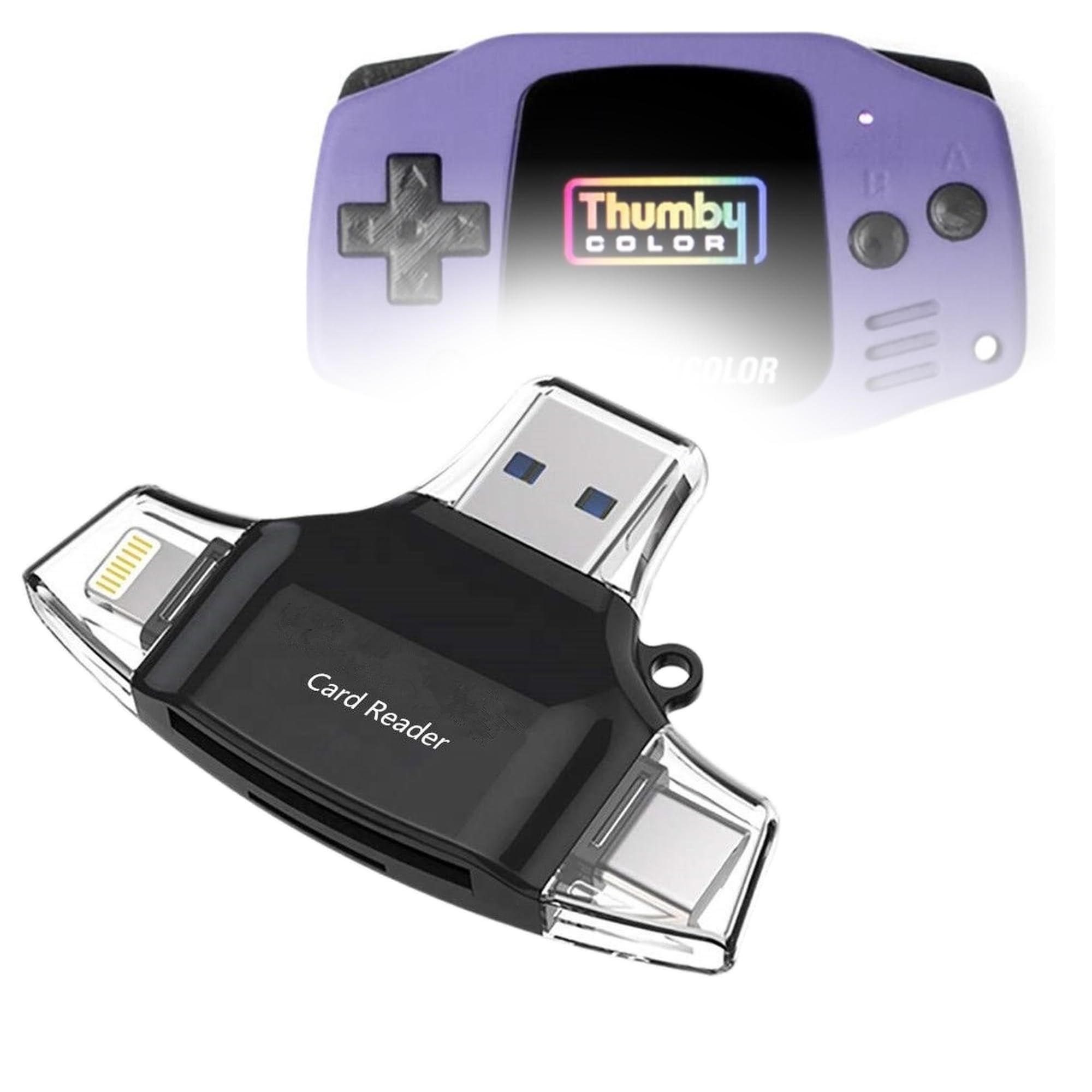 BoxWave Smart Gadget Compatible with TinyCircuits Thumby Color - AllReader SD Card Reader, microSD Card Reader SD Compact USB - Jet Black-image-2
