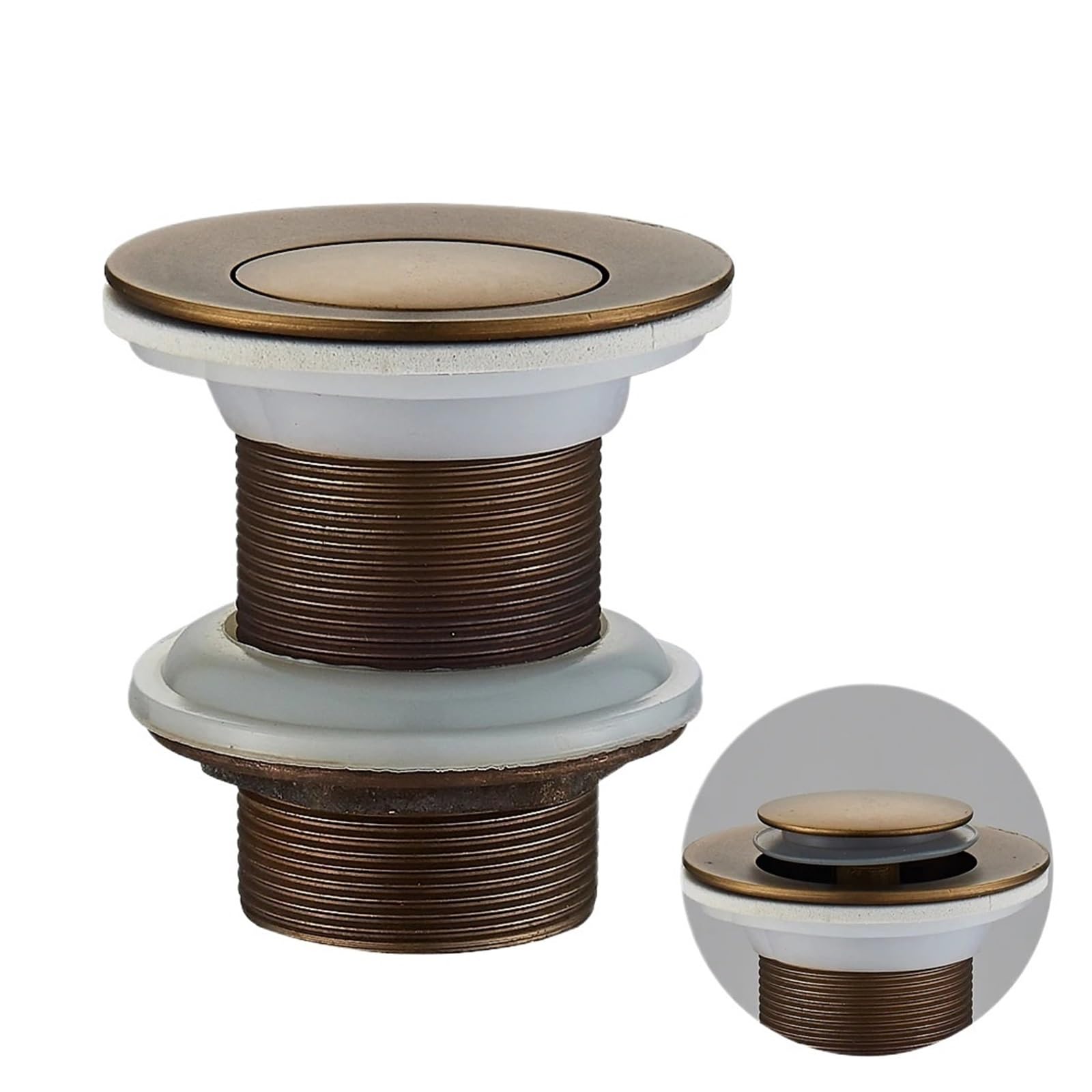 Pop Up Clack, Brass Pop Up Drain Stopper Replacement For Bathroom Sink With Strainer Multicolor(Antique Brass a)