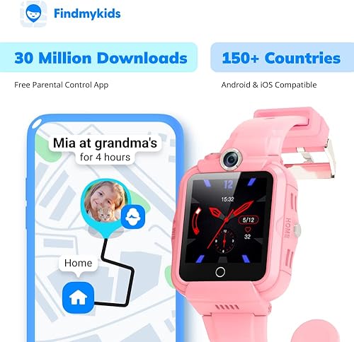 Miniatura 4 de FINDMYKIDS Pingo Track - Reloj inteligente 4G para niños y niñas teléfono para niños con rastreador GPS cámara HD SOS WiFi podómetro pantalla táctil