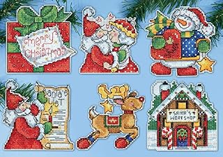 Design Works Santas Workshop Plastic Canvas Ornaments, Multi-Color
