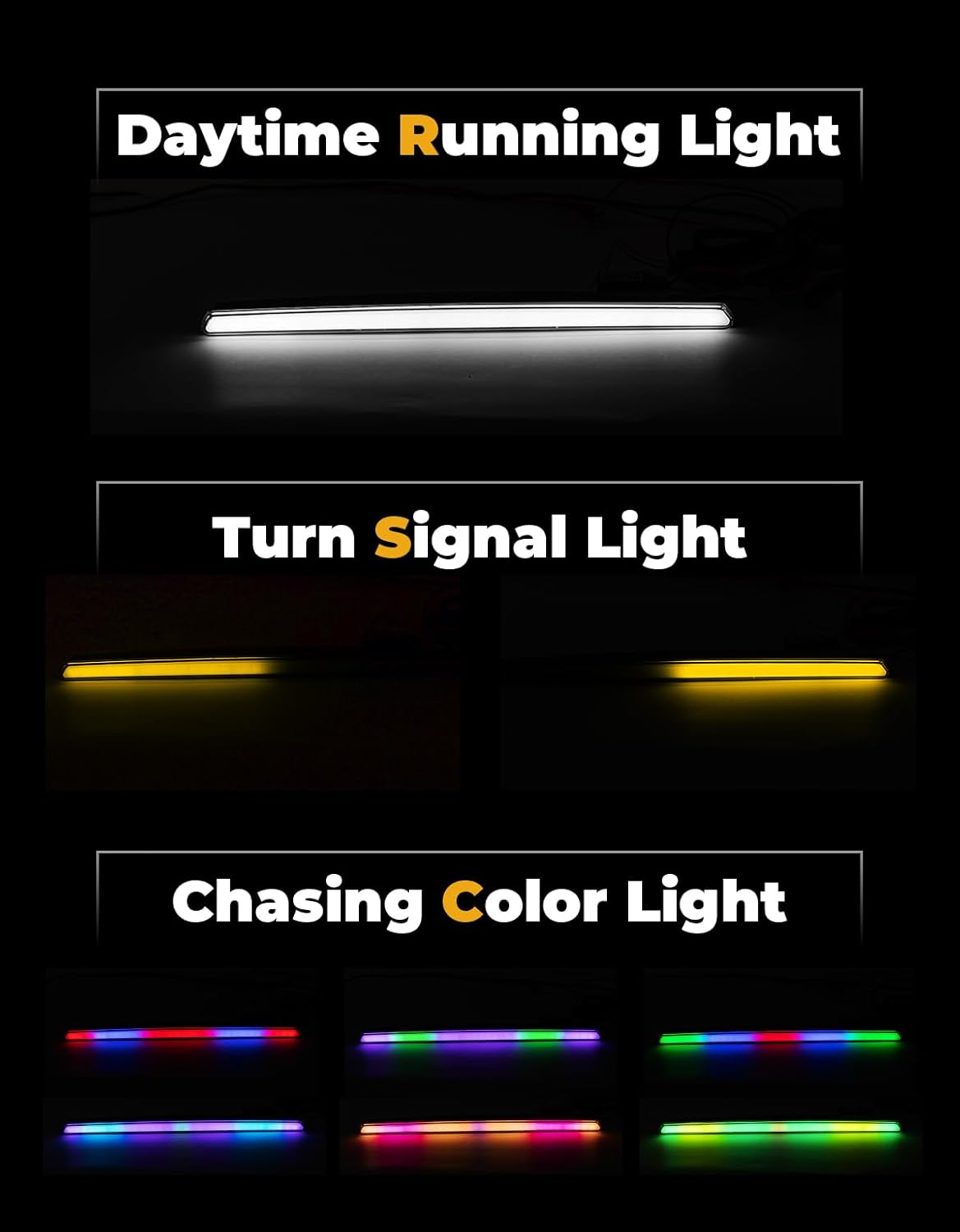 KEMIMOTO 2024+ XP 1000 Front Light APP Control, Compatible with 2024+ Polaris RZR XP 1000 / RZR XP 4 1000, Front Accent RGB Chasing Color Light with Turn Signal Kit #2415449