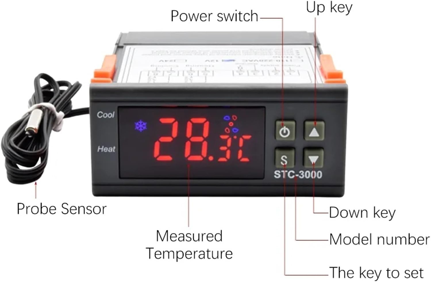 STC-3000 LED Digital Microcomputer Temperature Controller, 'C/'F Display Thermostat AC220V DC12V Heating Cooling Thermoregulator(DC 12V)