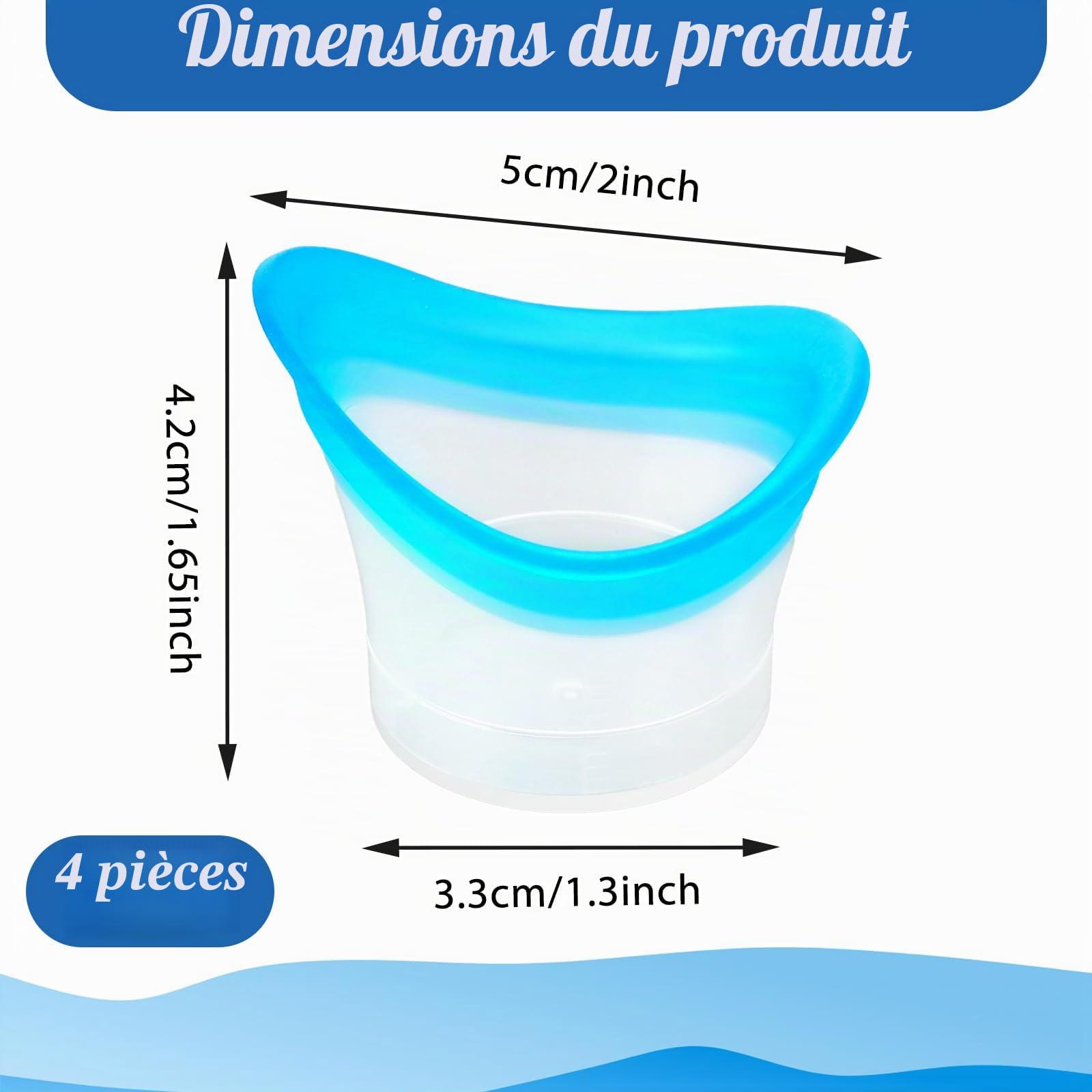 Lot de 4 tasses de bain en silicone de 10 ml pour oeil - Douces - Réutilisables - Baignoire portable - Nettoyage - Outil pour oeil - Pour apaiser la fatigue, rose, bleu