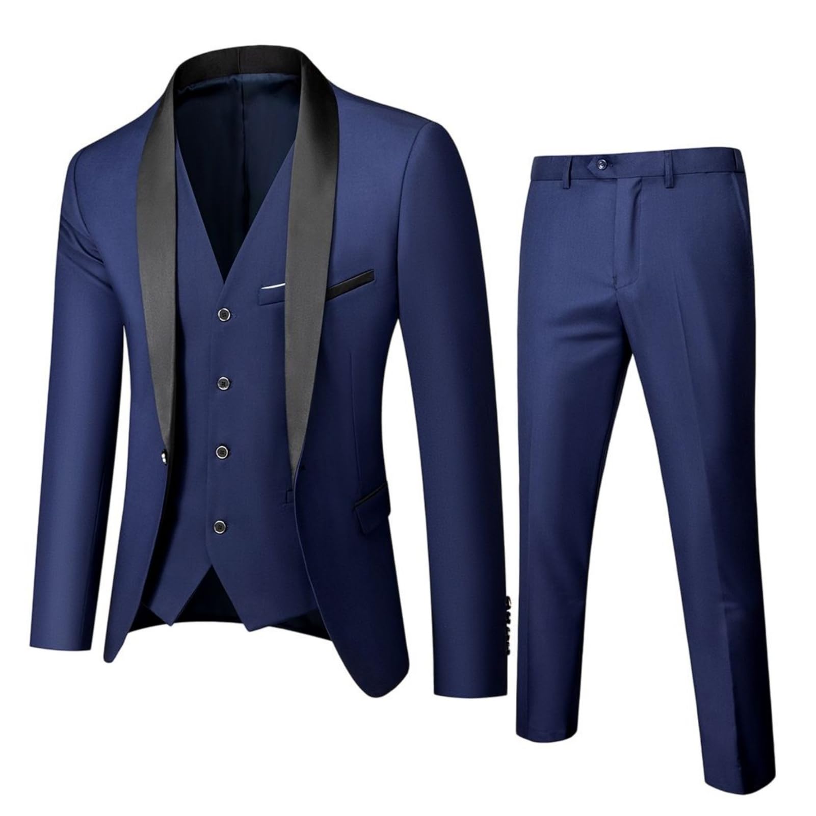 Traje de novio clásico de 2 piezas para hombre, ajuste delgado, 1 botón, solapa y pantalones