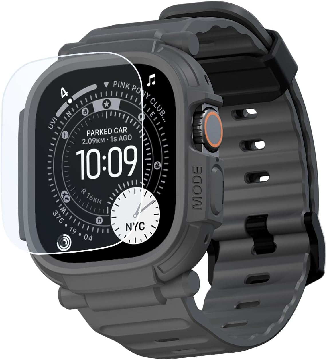 elkson Band Case for 49mm Apple Watch Ultra 3/2/1 with Screen Protector Tempered Glass, Quattro Pro Series Rugged for iWatch Strap, Military Grade Durable Protective Bumper Cover, Shockproof, Grey