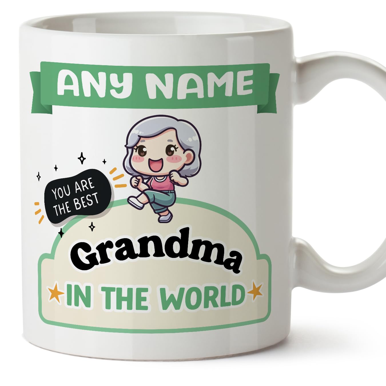 MUGFFINS Grandmother/Grandma 2 Mug - in English - Best in The World - Kawaii - Funny Gift - Ceramic 11oz Mug — image 1