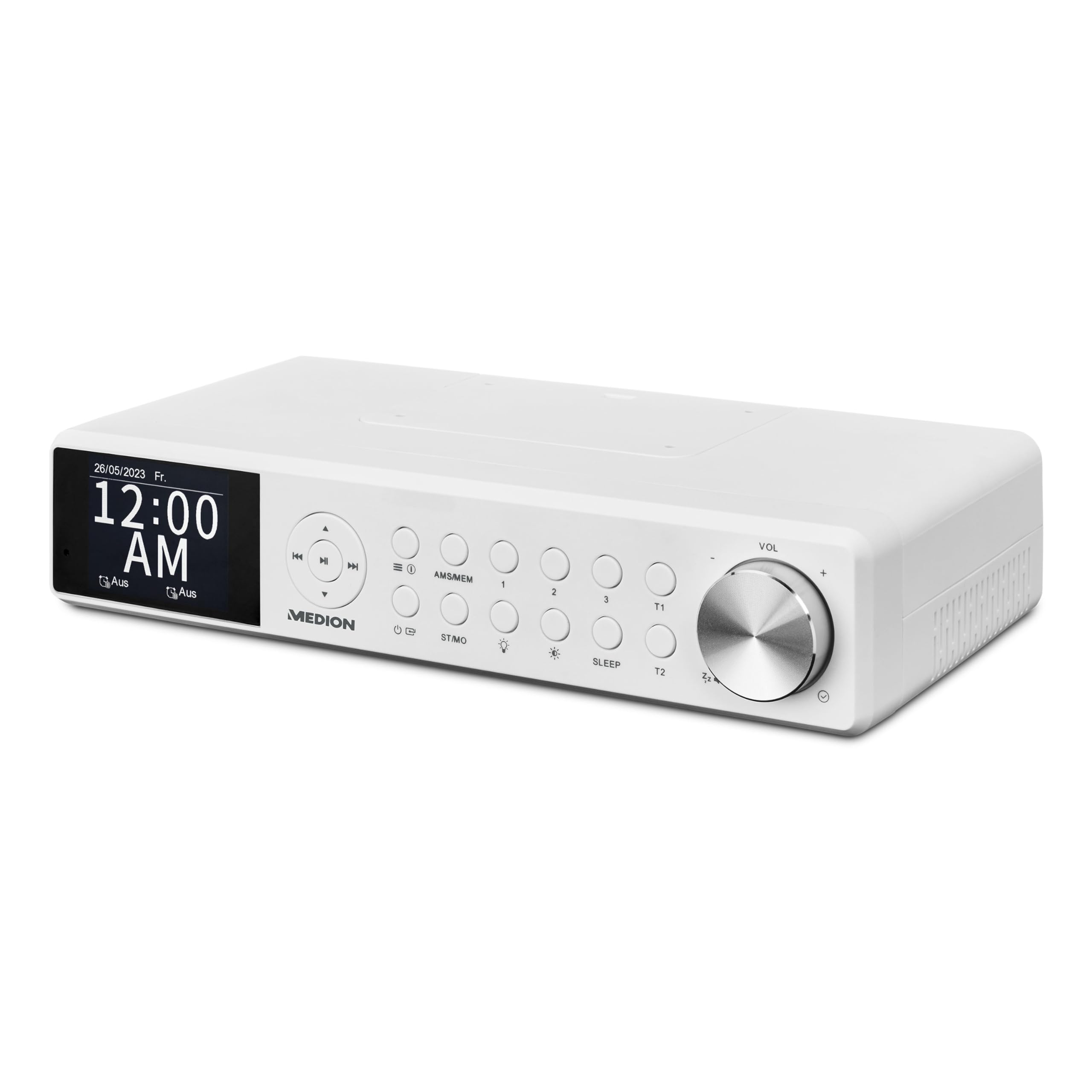 MEDION P66750 Radio de Cocina (Radio de Cocina Dab+, Radio FM con PLL, Pantalla a Color TFT atenuable, Temporizador de cocción, Bluetooth, Tira led, Incl. Material de Montaje) Blanca