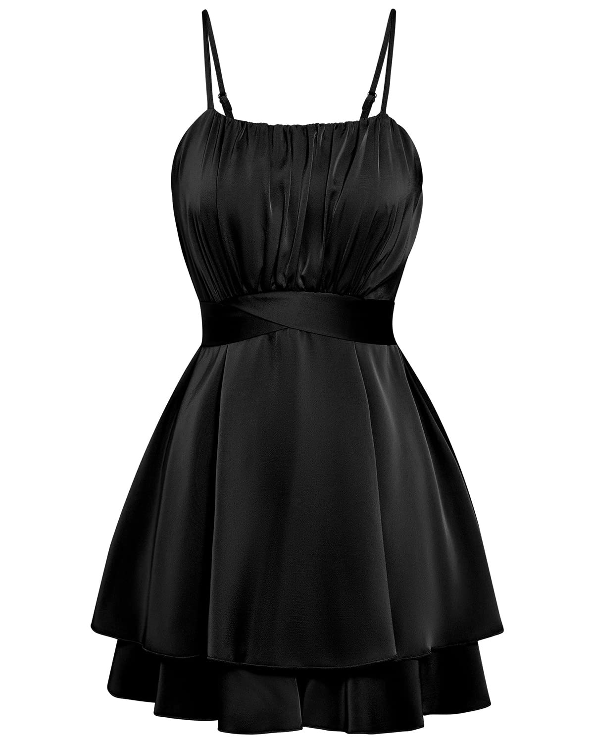 NLAND Vestido de Cóctel Elegante Mujer Vestido de Fiesta de Cintura Alta Mini Vestidos Ceremonia Cortos sin Mangas