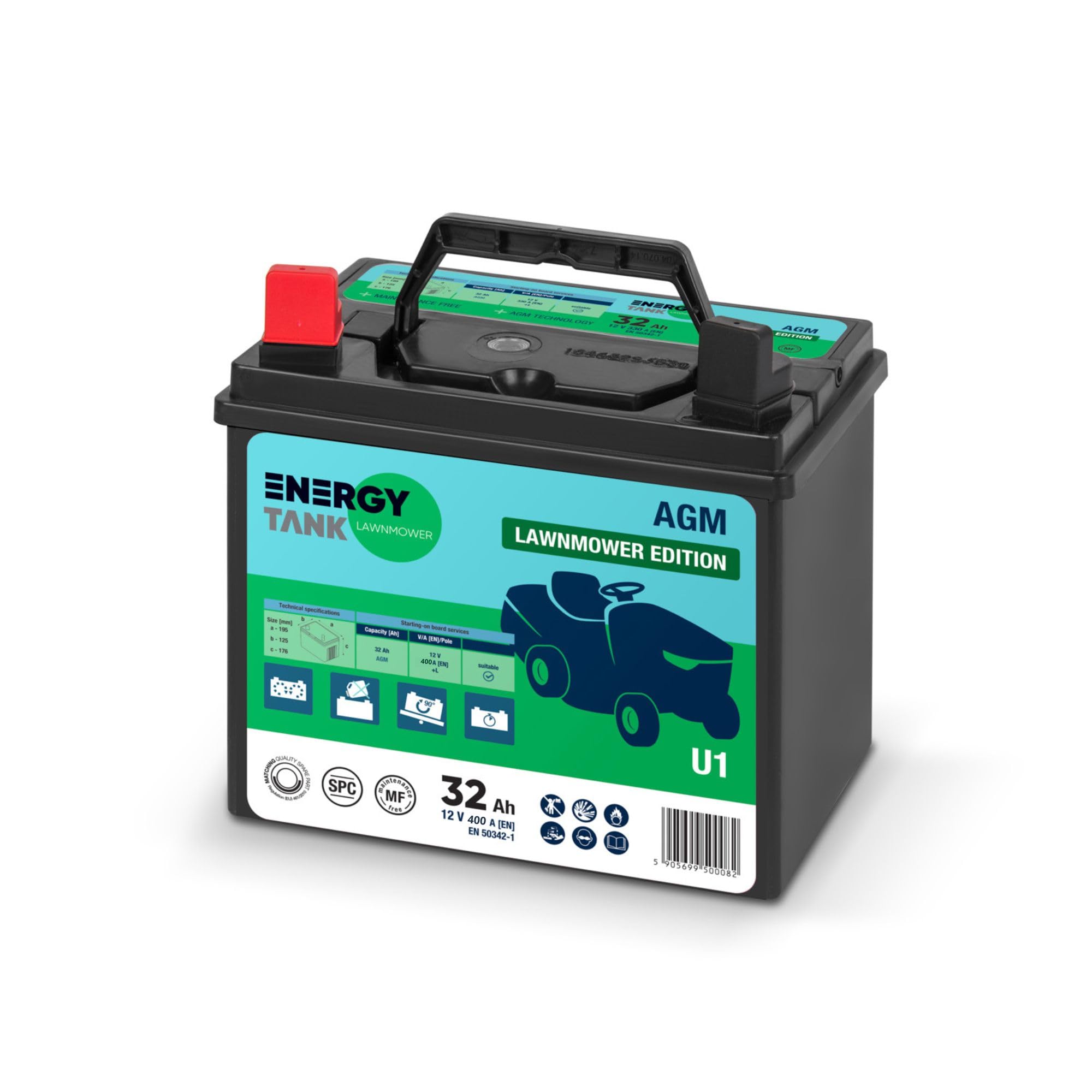U1 Bateria 12v para Tractor Cortacesped - Batería 32 Ah - Puissance de Sortie 400 A de Potencia para Arranque Instantáneo - Larga Vida Útil