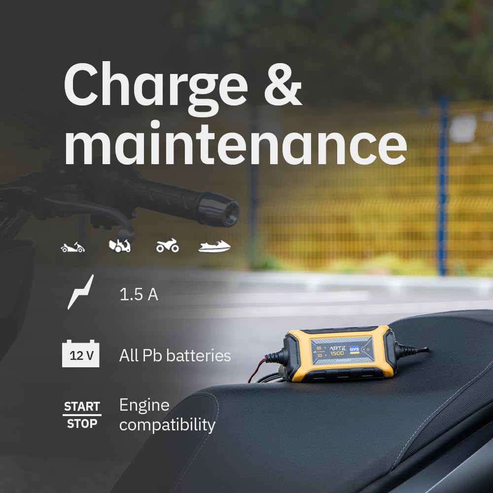 GYS Cargador de batería de Coche para Coche Moto Batería desde 3Ah | contra sobrecalentamiento 029576