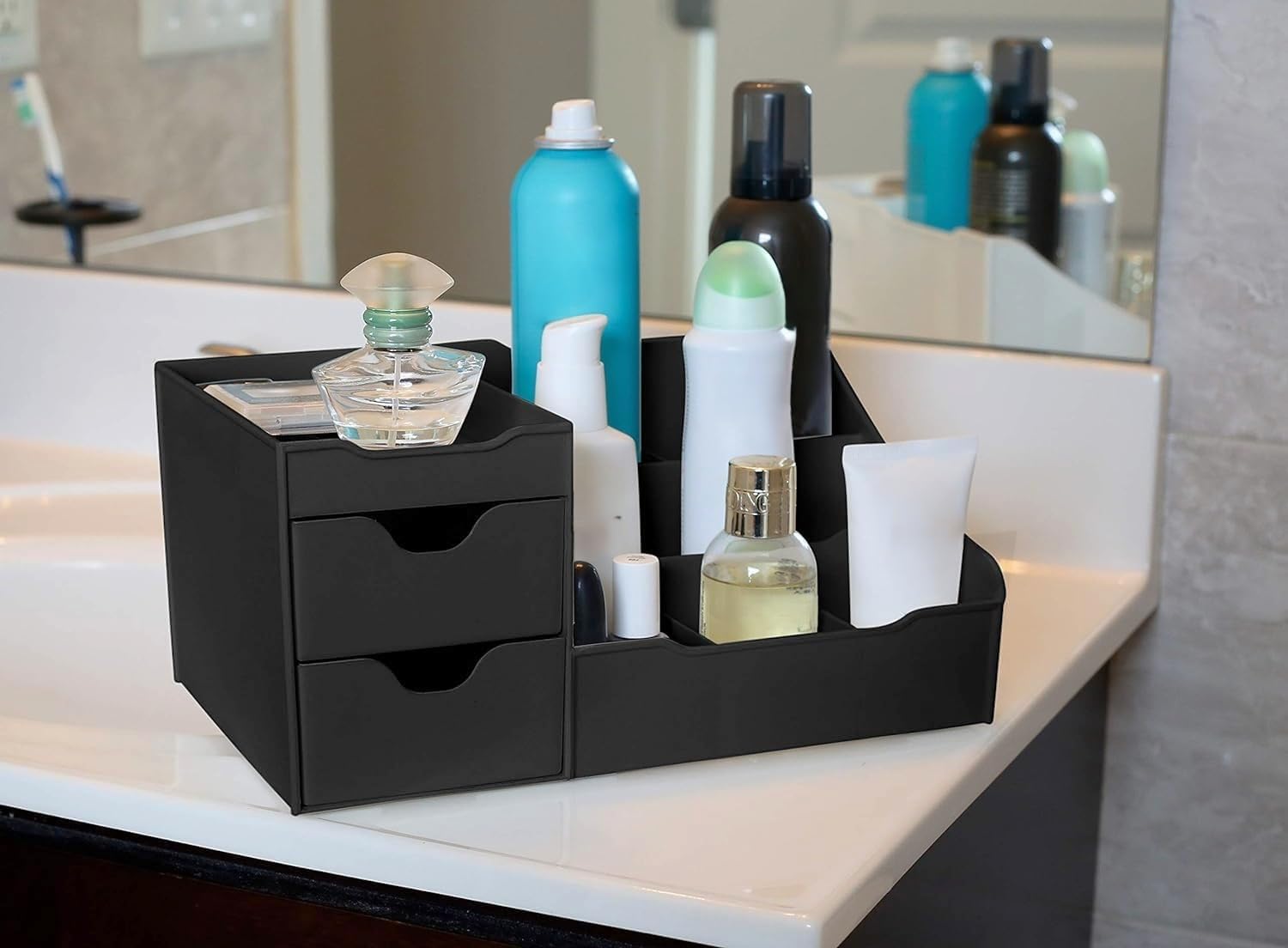 Mantello Modern Minimalist Black Bathroom Organizer - 9