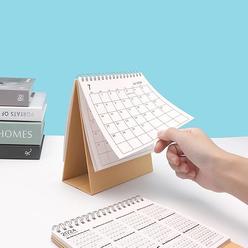 Miniatura 6 de Calendario de escritorio pequeño 2023-2024, calendario de escritorio de pie desde los meses restantes de 2023 hasta diciembre de 2024 con lista de