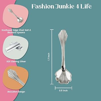 Sterling Silver Small Scalloped Edge Salt Spoon, Mustard Spoons