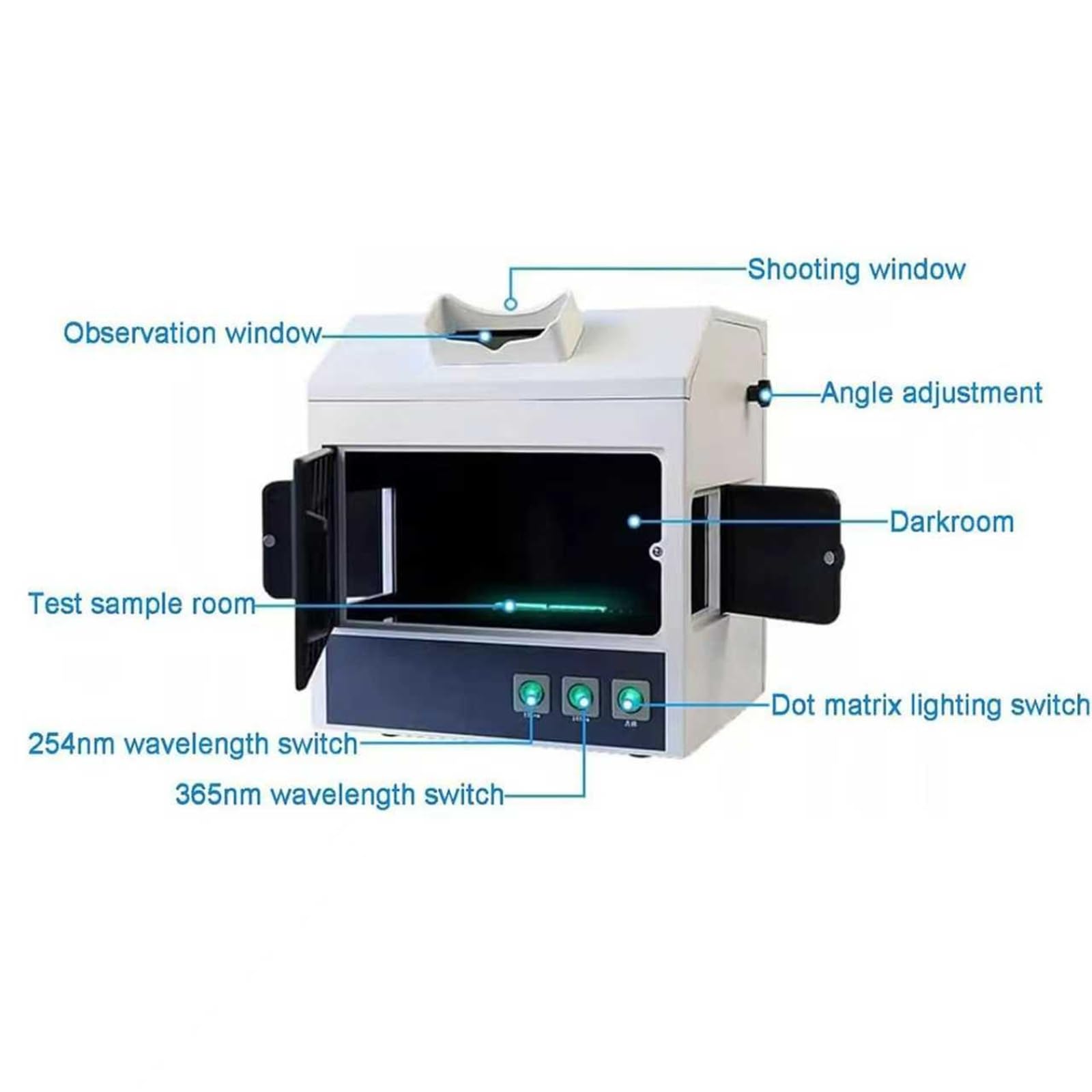 Analizzatore ultravioletto UV, tester di analisi di laboratorio, rivelatore di fluorescenza, lunghezza d'onda 254nm/365nm, con finestra di osservazione, ideale per test di prodotto