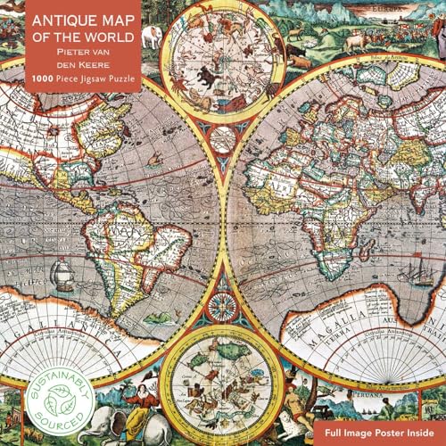 Adult Jigsaw Puzzle Pieter Van Den Keere: Antique Map of the World: 1000-Piece Jigsaw Puzzles