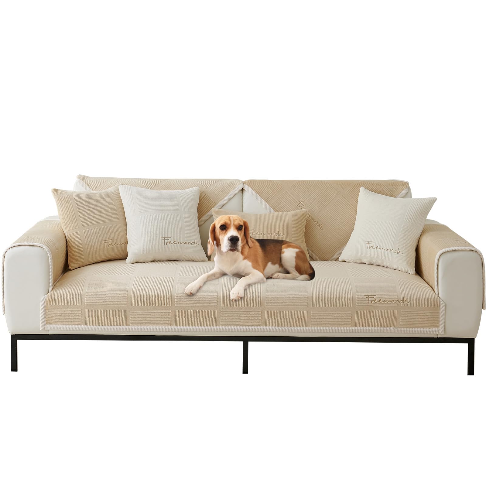 TOPCHANCES Copridivano 3 Posti Velluto Latte,2024 Universale Copridivano Antiscivolo Adatto Animali Domestici Copertura Protettiva Per Divano Del Copridivani Soggiorno(Marrone Chiaro，90×160cm 1Pcs