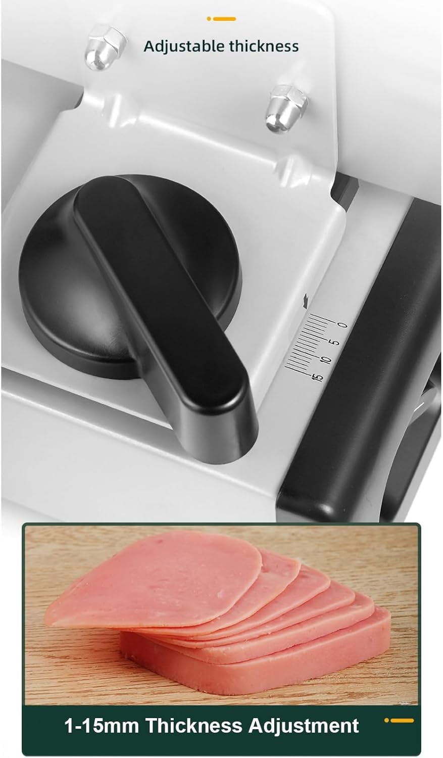 Affettatrice per carne, 200 W, con lama in acciaio inox, diametro 190 mm, spessore regolabile (1-15 mm), ideale per uso commerciale e domestico