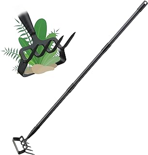 Stirrup Hoe and Cultivator Garden Tool Heavy Duty, Scuffle Loop Hula Action Hoe Weeding Gardening Hand Tools for Women Kids Men, Metal Weeder Scraper Garden Hoe Rake Weed Puller Long Handle 32-62 inch