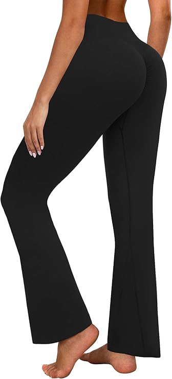 FireSwan Flare Leggings for Women Scrunch Butt Seamless Yoga Pants Tummy Control High Waisted Bootcut Workout Leggings