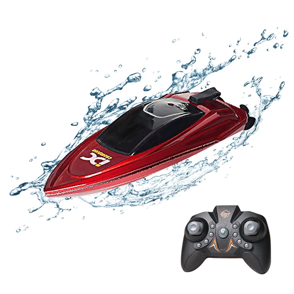 KOBONA RC Boat, 2.4G Waterproof Ring Boat Toy, Remote Control, USB Rechargeable, Kids & Adults, Blue/Red/Green (Red)
