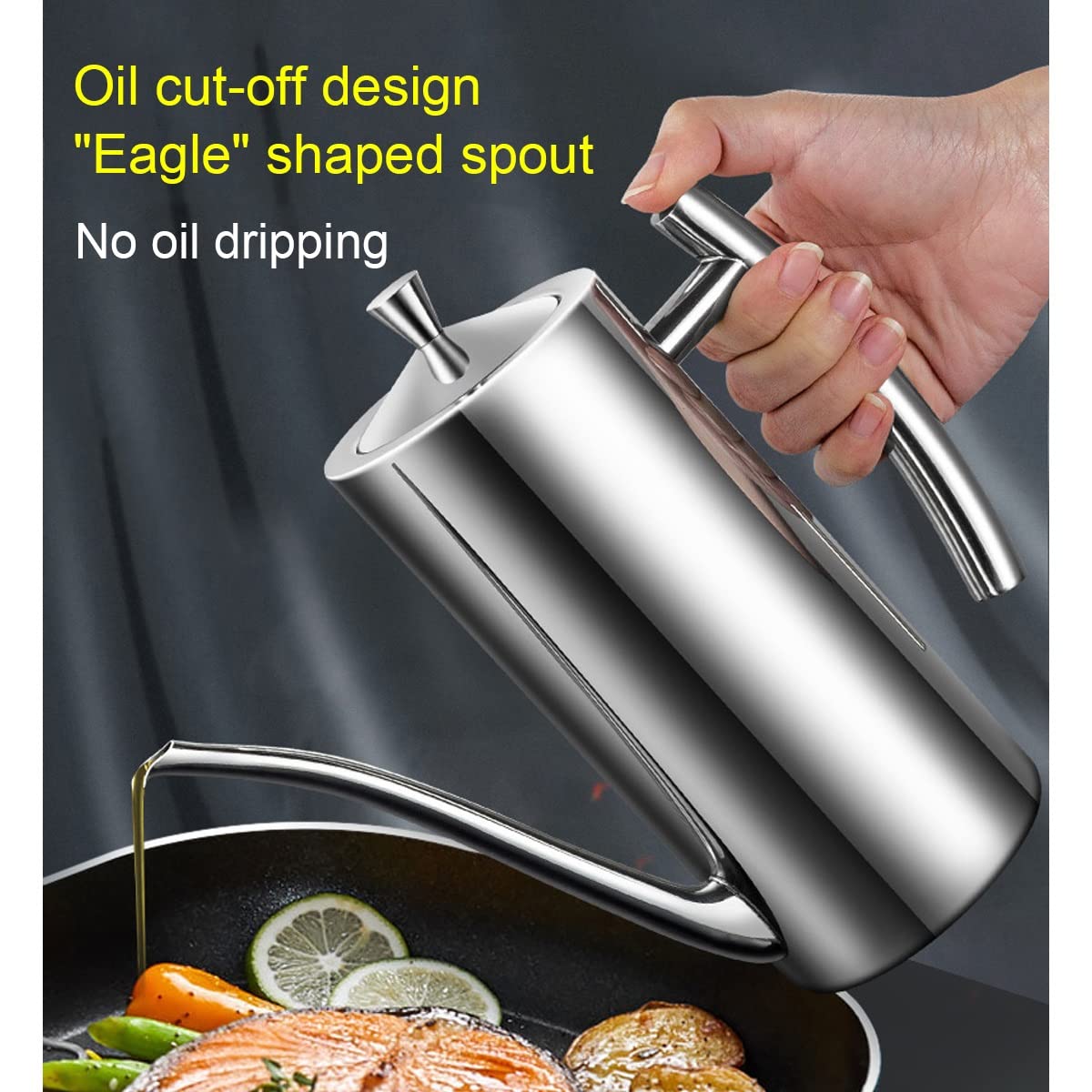 Dispenser per olio d'oliva in acciaio inox 304, antigoccia, per olio, aceto, salsa di soia, perfetto per cucinare e preparare cibi