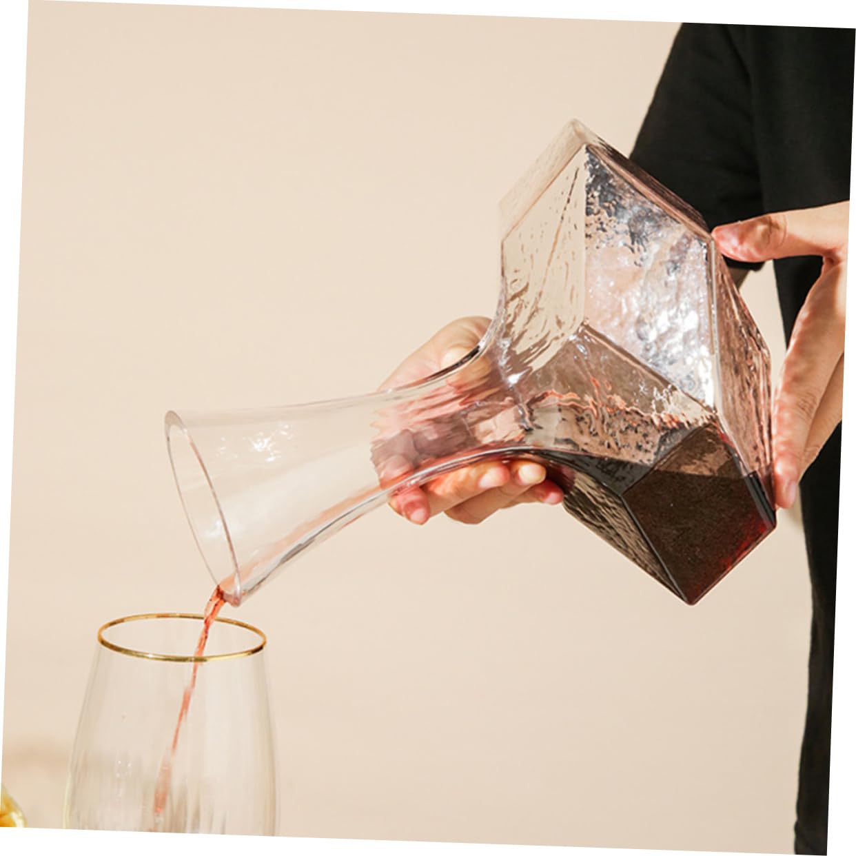 Mikinona Decanter per Vino in Vetro Geometrico Elegante Design Creativo, Stabile e Adatto per Ristoranti e Bar, per Conservazione lungo Termine