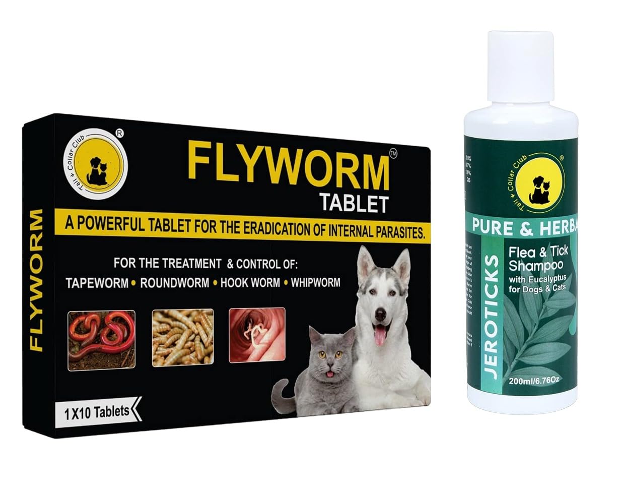 Tail & Collar Club Herbal Flyworm Dewormer Tablets (1 X 10 Tablets) and Herbal Shampoo (200Ml) for All Breeds Labrador Persian Cat German Shepherd (B0CF2HRF3H) Amazon Price History, Amazon Price Tracker