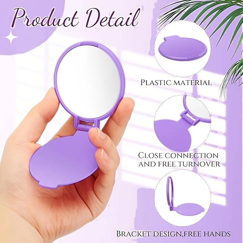 Set de 10 espejos de maquillaje plegables morados miniatura 4