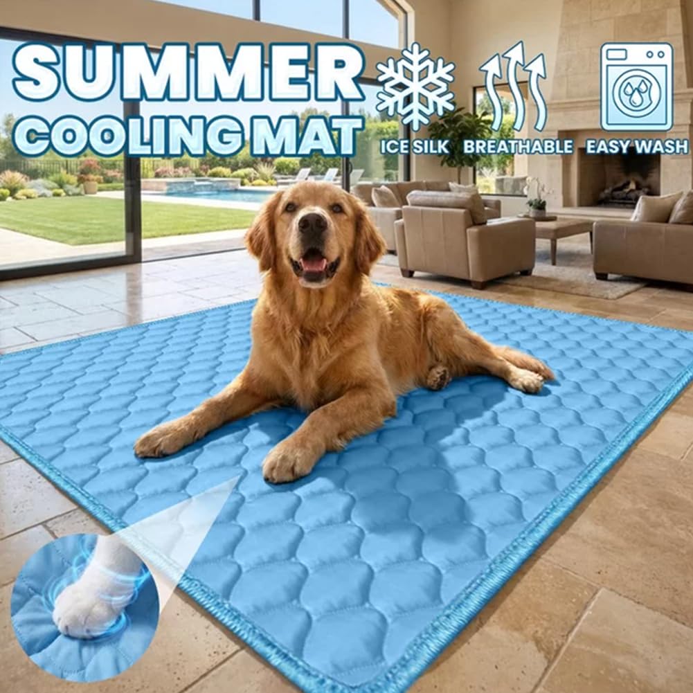 Alfombrilla de refrigeración para perros, cama para mascotas con gel no tóxico, portátil, antideslizante, lavable, para uso en interiores y exteriores, verano, XXL, 59.1 x 39.37 pulgadas