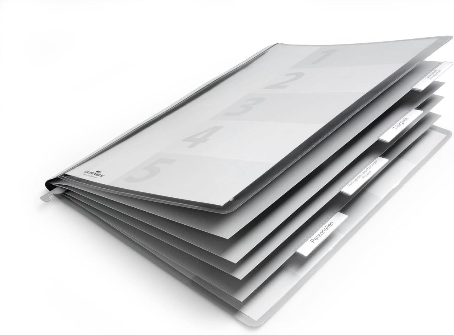 Durable 255510 grapadora personal con tapa y lengüetas, 5 particiones, incluye barra de colgar, 5 piezas