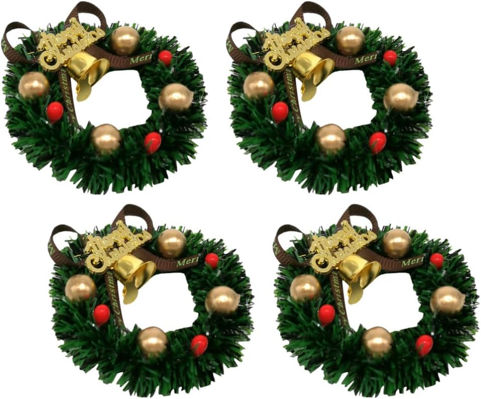 Christmas Candle Ring 4pcs Mini Artificial Christmas Wreaths Ornaments Christmas