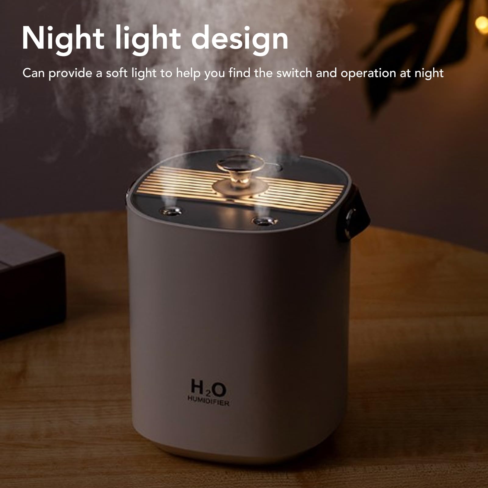 Umidificatore Portatile a Doppio Spray, 1,2L, con Luce Notturna, Alimentato USB, Diffusore per Scrivania e Auto