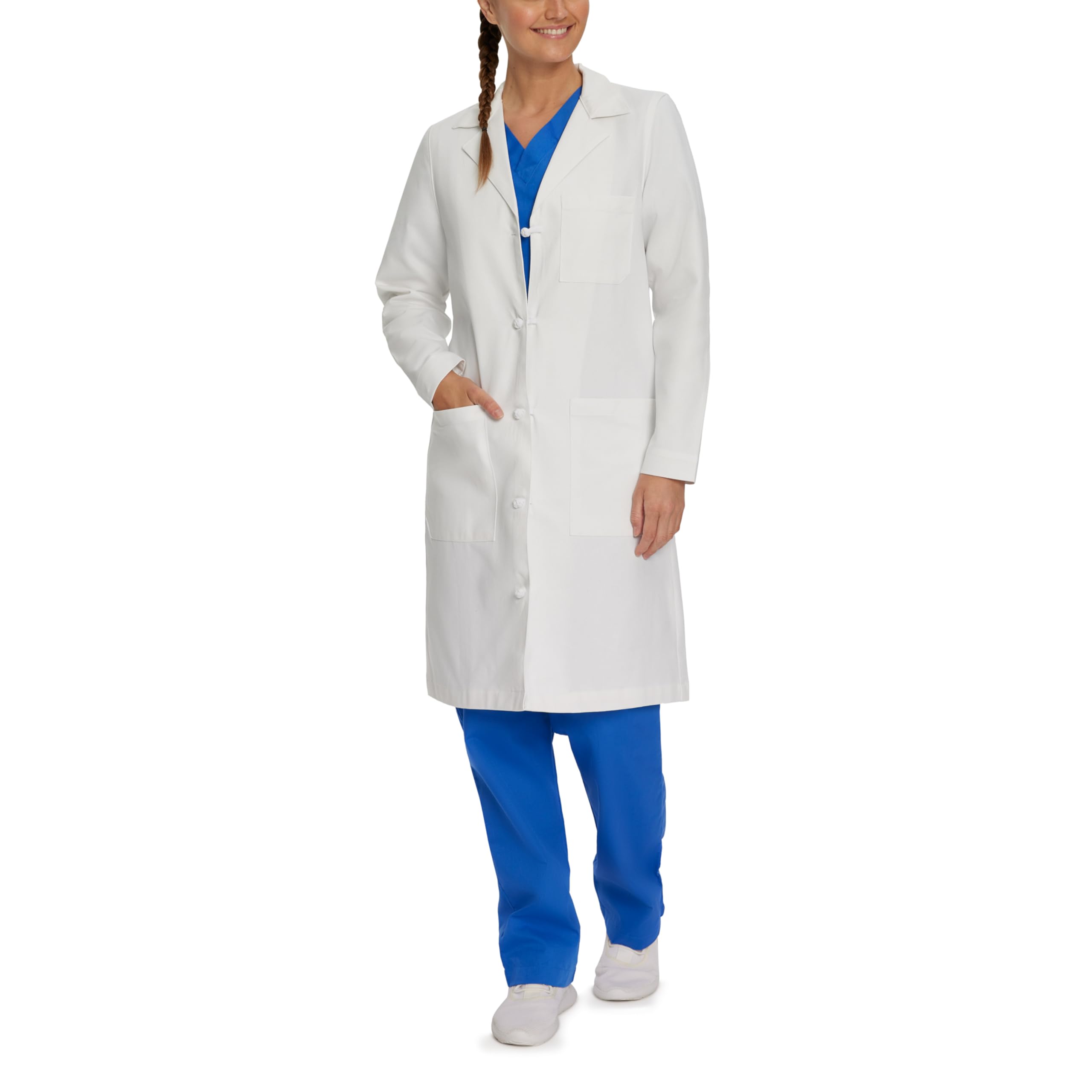 Landau Relaxed Fit 3-Pocket Full-Length Lab Coat for Women 3172 White 12