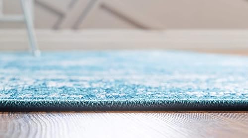 Miniatura 6 de Unique Loom Aarhus Collection - Alfombra vintage con medallón de borde, 2 x 6 pies, azulmarfil