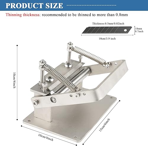 Miniatura 2 de Máquina manual de cuero para esquivar, tira de cinturón, herramienta de pelado de adelgazamiento con 10 cuchillas de repuesto, herramientas de