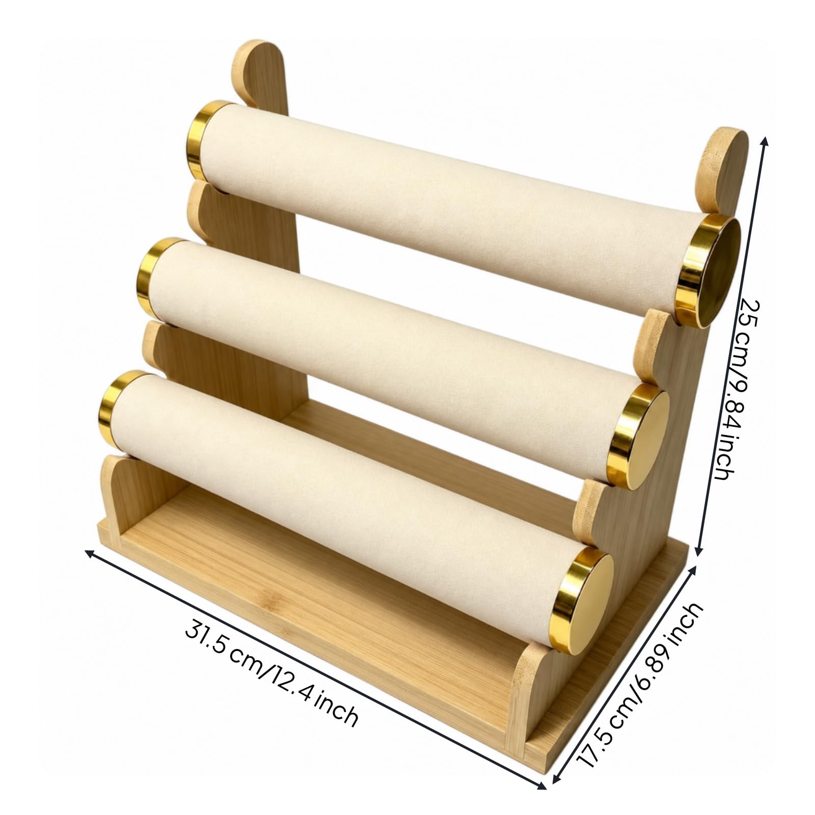 Expositor Pulseras Visible Joyero | Estructura Autoportante Estable, Organizador Joyas Varios Niveles, para Tocador, Tiendas, Beige