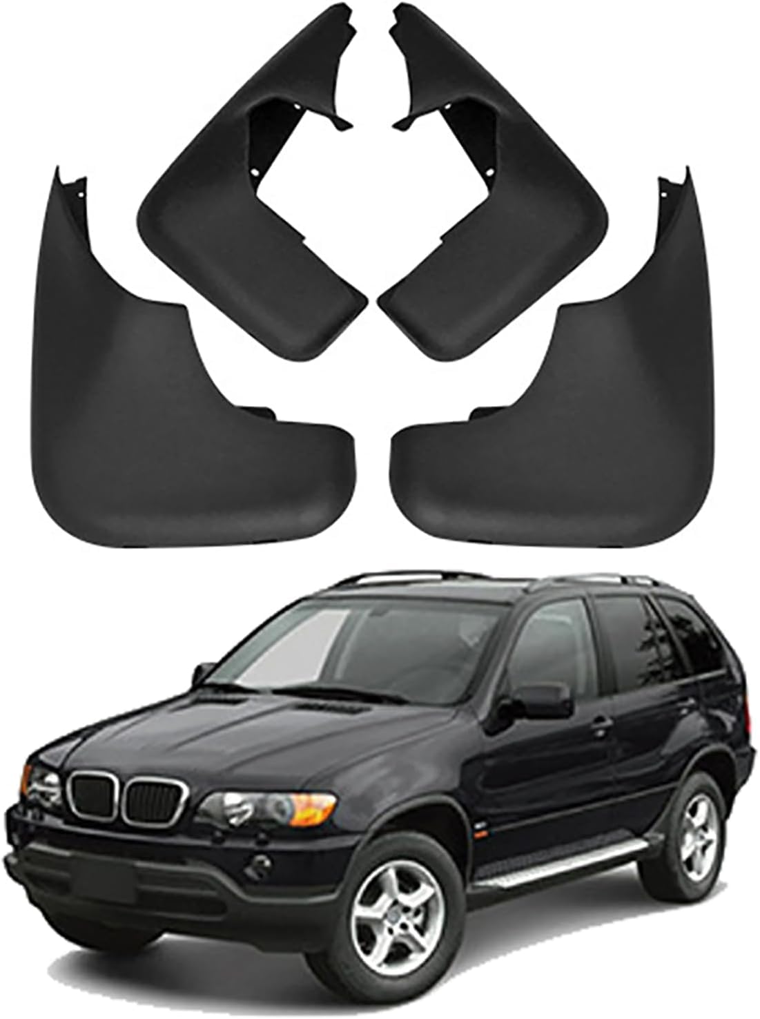 Bavettes voiture haut de gamme BMW X5 E53 2002-2007 finition origine 4 pièces