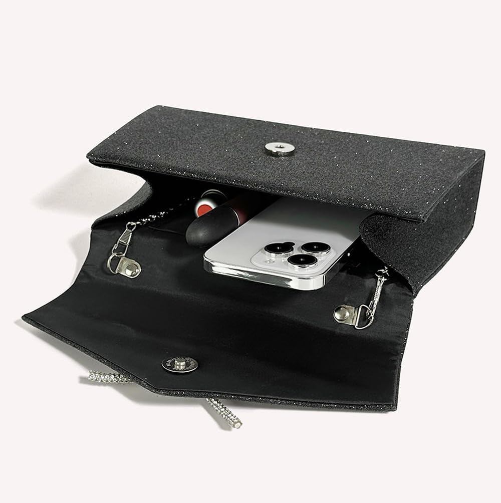 Womens Evening Bag Sparkly Bow Clutch Purse Wedding Party Purses Glitter Rhinestone Cocktail Prom Handbags - Image 3