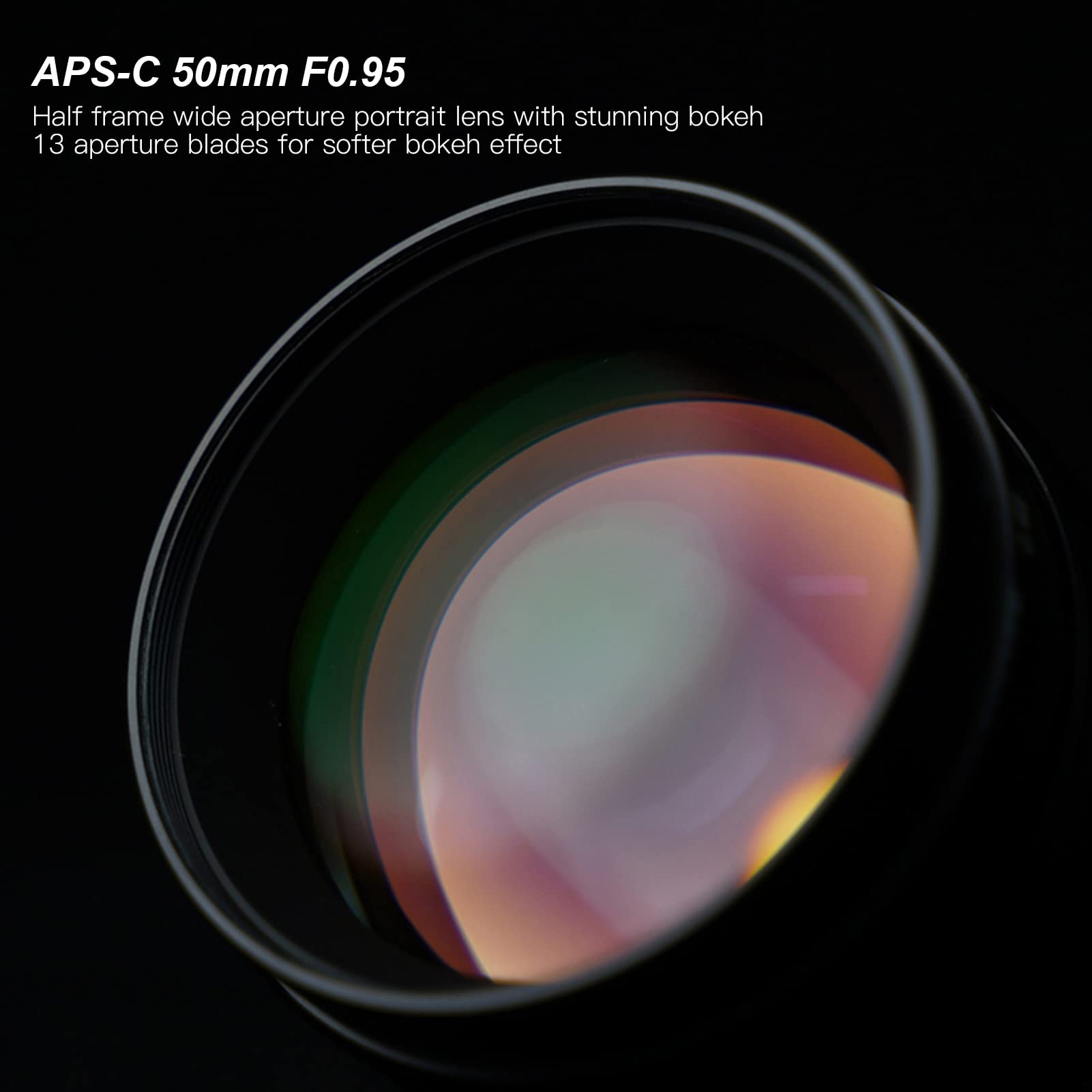 XINL Obiettivo 50mm F0.95 APS-C, Messa a Fuoco Manuale Lunghezza focale Fissa in Vetro ED di Grande Diametro con 13 Barre